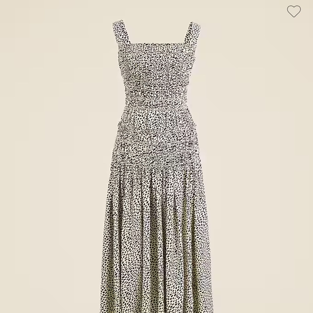 J. Crew Black and White Smocked Midi Dress